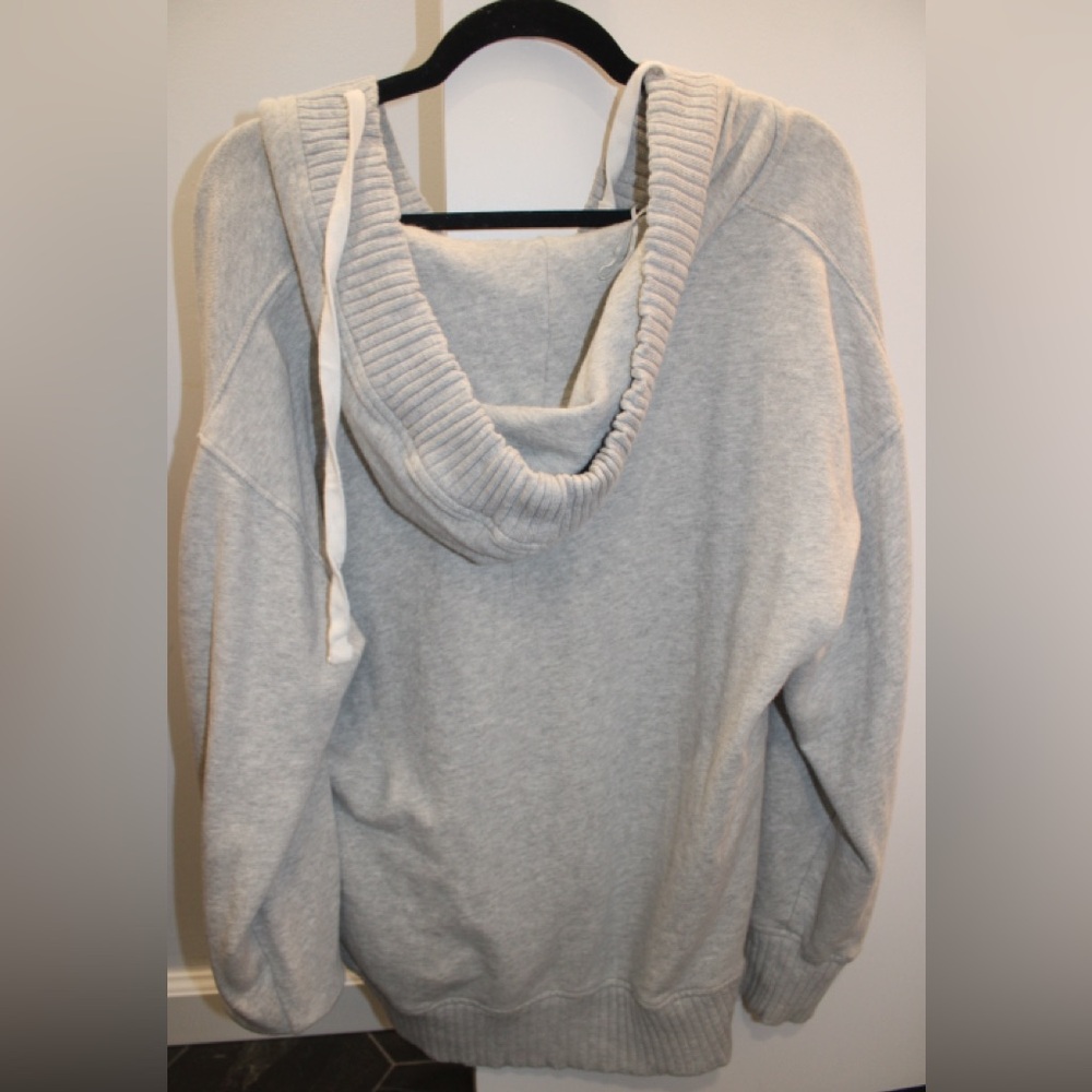 Aerie Down‑To‑Earth Henley Hoodie Oversized Gray Sweatshirt — XS - Picture 13 of 13